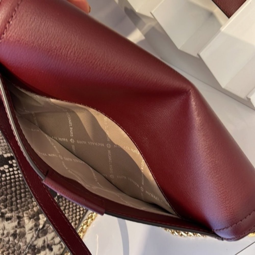 Michael Kors Sonia Medium Leather Shoulder Bag Merlot - Picture 6 of 16